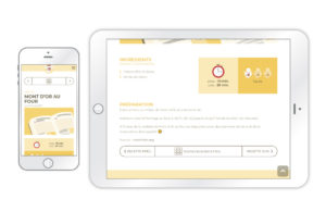 La Fromagerie - site web, aperçu d'une page 'recette' sur mobile et tablette