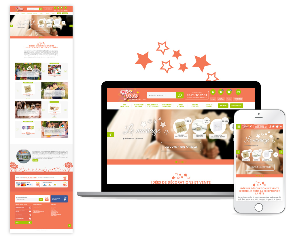 Esprit de fête, site e-commerce - Page d'accueil