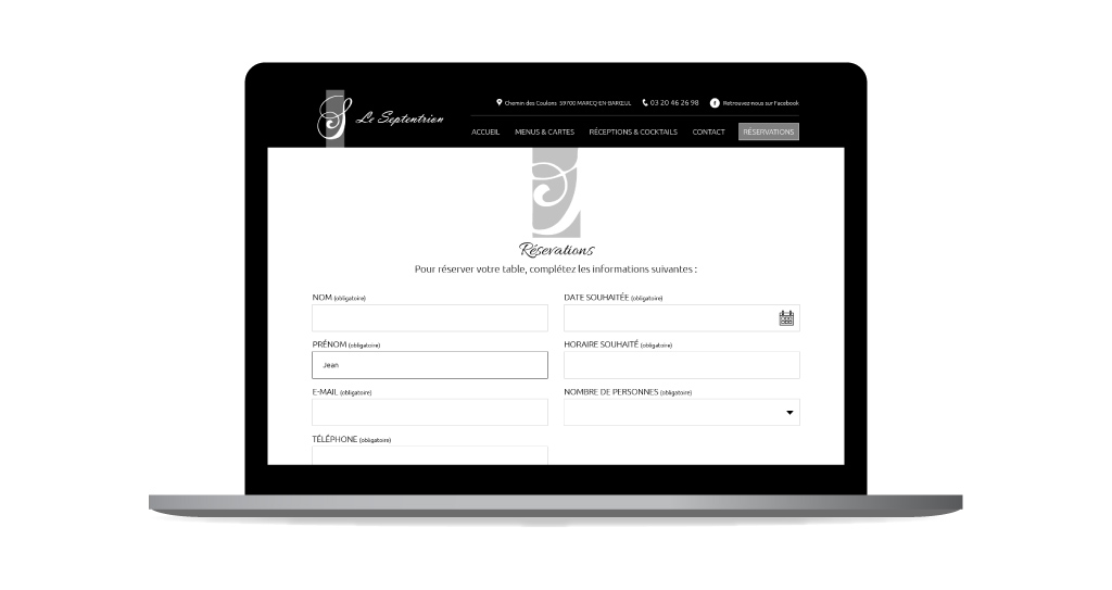 Mise en situation et aperçu de la maquette du formulaire de réservation - 2018 / 2019