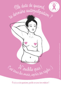 Aperçu de l'affiche de prévention pour lutter contre le cancer du sein (autopalpation mammaire)